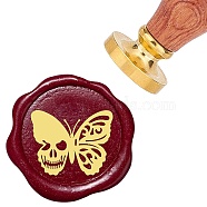 Brass Wax Seal Stamps with Rosewood Handle, for DIY Scrapbooking, Butterfly, 25mm(AJEW-WH0412-0064)