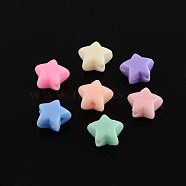 Solid Color Opaque Acrylic Five-Pointed Star Beads, Mixed Color, 11x6mm, Hole: 2mm, about 1050pcs/500g(SACR-S032-M02)