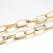 Aluminium Paperclip Chains, Flat Oval, Drawn Elongated Cable Chains, for DIY Jewelry Making, Unwelded, Light Gold, 15.5x8x1mm(CHA-N002-02KCG)