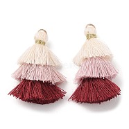 Polycotton Tassel Pendant Decorations, with Iron Loops, Old Lace, 34~45x4~5mm, Hole: 3mm(GLAA-K060-07KCG-02)