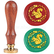 Autumn Theme DIY Scrapbooking Wax Seal Stamp with Wooden Handle, for Envelopes Invitations, Gift Card, Squirrel, 83x22mm, Stamps: 25x14.5mm(AJEW-WH0208-1251)