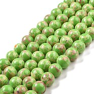 Synthetic Imperial Jasper Beads Strands, Dyed, Round, Green Yellow, 10mm, Hole: 1.4mm, about 38pcs/strand, 14.57''(37cm)(G-E568-01C-01)