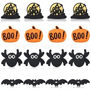 16Pcs 4 Style Halloween Silicone Beads, Chewing Beads For Teethers, DIY Nursing Necklaces Making, Mixed Shapes, Mixed Color, 12~29x30~39x7~10mm, Hole: 2mm, 4pcs/style(SIL-SZ0001-05)