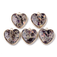 Synthetic Amethyst Pendants, with Edge Light Gold Plated Brass Findings, Heart, 27~28x26x6~7mm, Hole: 2mm(G-N330-010)