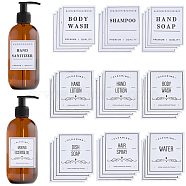 3 Bags 3 Styles PVC Adhesive Bathroom Sorting Storage Stickers, Waterproof Soap Labels for Bathroom Can/Bottles, Rectangle with Word, White, 80~95x70~80x0.2mm, 1 bag/style(STIC-CP0001-04B)