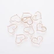 Brass Pendants, Heart, Rose Gold, 13x15x2mm, Hole: 1mm(PALLOY-L232-03RG)