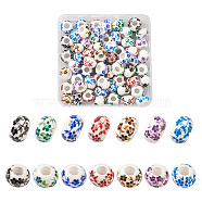 70Pcs 7 Colors Handmade European Porcelain Beads, DIY Accessories for Jewelry Making, Rondelle with Flower Pattern, Mixed Color, 14x9mm, Hole: 5mm, 10pcs/color(PORC-TA0001-04)