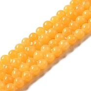 Natural Mashan Jade Beads Strands, Dyed, Round, Gold, 6mm, Hole: 1mm, about 66pcs/strand, 16 inch(DJAD-6D-07)