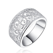 Vintage Elegant Fashion Style Brass Hollow Out Metal Rings, Platinum, Size 9, 19mm(RJEW-EE0002-006P-G)