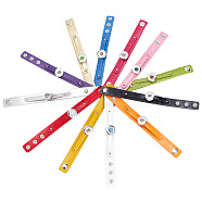 11pcs 11 colors Alloy Interchangeable Snap Link Bracelets Settings, Rivet Stud Imitation Leather Cord Bracelets Accessory Findings, Mixed Color, 8-1/8 inch(20.5cm), 1Pc/color(BJEW-DR0001-02)