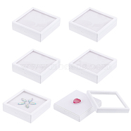 Square Plastic Loose Diamond Storage Boxes, Gemstone Display Case with Clear Window and Sponge inside, White, 9x9x2.7cm, Inner Diameter: 76x76mm(CON-WH0095-50B)