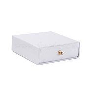 Square Paper Drawer Jewelry Set Box, with Brass Rivet, for Earring, Ring and Necklace Gifts Packaging, White, 9x9x3~3.2cm(CON-C011-03A-07)