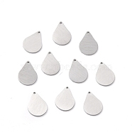 304 Stainless Steel Pendants, Double Side Drawbench, Stamping Blank Tag, Teardrop, Stainless Steel Color, 15x10.5x1mm, Hole: 1mm(STAS-F271-05B-P)