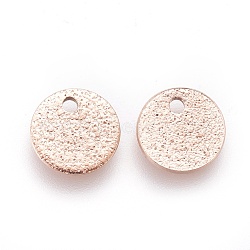 Ion Plating(IP) 304 Stainless Steel Charms, Textured, Flat Round with Bumpy, Rose Gold, 8x1mm, Hole: 1.2mm(STAS-E455-02RG-8mm)