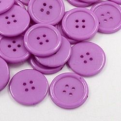 Acrylic Sewing Buttons, Plastic Shirt Buttons for Costume Design, 4-Hole, Dyed, Flat Round, Medium Orchid, 17x2mm, Hole: 1mm(BUTT-E076-B-08)