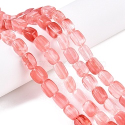 Cherry Quartz Glass Beads Strands, Cuboid, 7.5~13x6.5~12.5x6~11.5mm, Hole: 1.2mm, about 33pcs/strand, 13.98~15.6''(35.5~39cm)(G-T138-100)