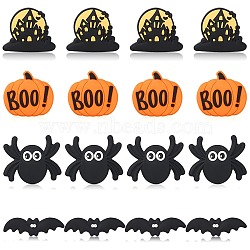 16Pcs 4 Style Halloween Silicone Beads, Chewing Beads For Teethers, DIY Nursing Necklaces Making, Mixed Shapes, Mixed Color, 12~29x30~39x7~10mm, Hole: 2mm, 4pcs/style(SIL-SZ0001-05)