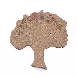 Cardboard Earring Display Cards, Tree, BurlyWood, 39.5~40x39x0.4mm, Hole: 1.2mm(CDIS-L003-A02-B)