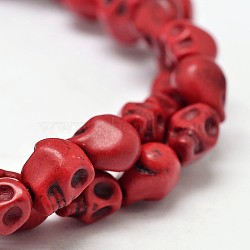 Dyed Synthetic Turquoise Bead Strands, Skull, Red, 10x8x10mm, Hole: 1mm, about 38~40pcs/strand, 15~15.5 inch(G-M145-06-B)
