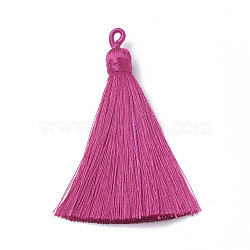 Polyester Tassel Big Pendants Decoration, Medium Violet Red, 80~90x8.5~9mm, Hole: 4x6mm(AJEW-S059-20)