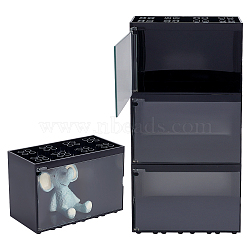 Rectangle Stackable Plastic Minifigures Display Case, Dustproof Toy Boxes for Models, Building Blocks, Doll Display Holder, Black, 5.1x10.3x7cm(ODIS-WH0043-60A)