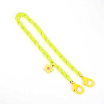 Eyeglasses Chains, Neck Strap for Eyeglasses, with Acrylic Cable Chains, Flower, Yellow, 22.72 inch(57.7cm)