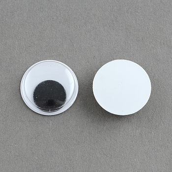 Wobbly Eye Plastic Cabochons, Black, 14x3.5mm