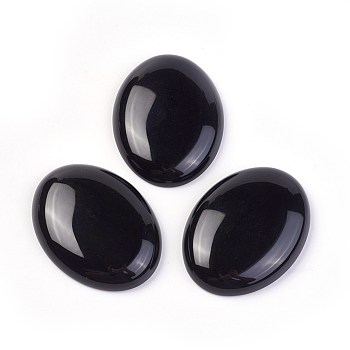 Natural Black Agate Cabochons, Oval, 40x30x6~8mm