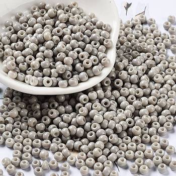 Baking Paint Glass Seed Beads, Round, Silver, 4x3mm, Hole: 1.2mm, about 7650pcs/pound