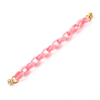Acrylic Cable Chain Phone Case Chain, Anti-Slip Phone Finger Strap, Phone Grip Holder for DIY Phone Case Decoration, Golden, Hot Pink, 17.9cm