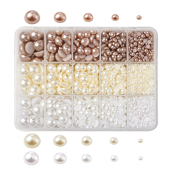 ABS Plastic Imitation Pearl Cabochons, Half Round, Mixed Color, 14x10.8x3cm