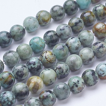 Dyed & Natural African Turquoise(Jasper) Beads Strands, Round, 8mm, Hole: 1mm, about 47pcs/strand, 15.5 inch