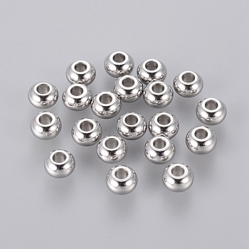 Rondelle 304 Stainless Steel Beads, Stainless Steel Color, 5x3mm, Hole: 2mm