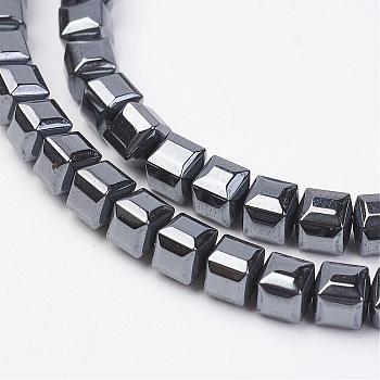 Non-magnetic Synthetic Hematite Beads Strands, Cube, 6x6x6mm, Hole: 1mm, about 69pcs/strand, 15.74 inch