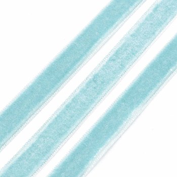 Single Face Velvet Ribbon, Cyan, 3/8 inch(9.5~10mm), about 50yards/roll(45.72m/roll)