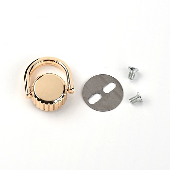 Zinc Alloy Bag Lifting Ring, with Iron Screws & Shim, Light Gold, 0.5~2.5x0.5~2x0.04~0.9cm, Hole: 2.5mm and 6x3mm, 4pcs/set