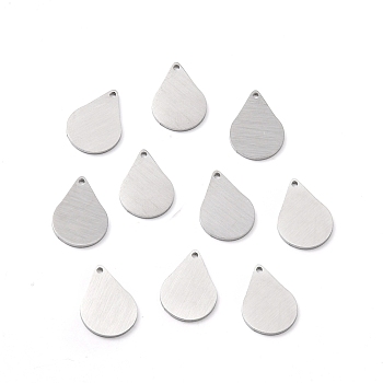 304 Stainless Steel Pendants, Double Side Drawbench, Stamping Blank Tag, Teardrop, Stainless Steel Color, 15x10.5x1mm, Hole: 1mm