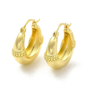 Brass Double Horn Hoop Earrings for Women, Light Gold, 22x21.5x7.5mm, Pin: 0.6~1x0.5mm