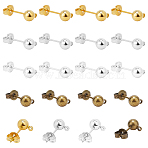 240Pcs 8 Colors Brass Ball Post Ear Studs, with Loop and Ear Nuts, Mixed Color, 30pcs/color(KK-FH0001-86)