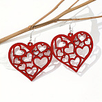 Hollow Heart Acrylic Dangle Earrings, Red, 74x60mm(FS-WG95D61-01)