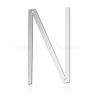 201 Stainless Steel Links connectors, Letter, Stainless Steel Color, Letter.N, 37x20.5x1mm, Hole: 1mm(STAS-S105-T545D-N)