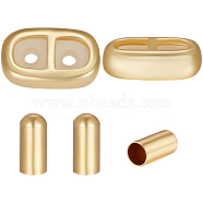 5 Sets Brass Cord Ends, End Caps, with Oval Brass & Silicone Slider Beads, for Bracelet Making, Real 18K Gold Plated, 10x6x3.5mm, Hole: 1.4~1.8mm, 4x2.5mm, inner diameter: 2mm, 4pcs/set(KK-BBC0009-28)