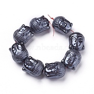Non-magnetic Synthetic Hematite Beads Strands, Buddha Head, 25~25.5x20x19~19.5mm, Hole: 1.6mm, about 8pcs/strand, 7.9 inch(20.2cm)(G-F613-11)