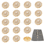 AHADERMAKER 1-Hole Alloy Rhinestone Buttons, with ABS Plastic Imitation Pearl, Flower, Light Gold, 19.5x10mm, Hole: 2.2mm, 20pcs/box(DIY-GA0003-62)