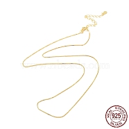 925 Sterling Silver Chain Necklace, Box Chains, with S925 Stamp, Long-Lasting Plated, Real 18K Gold Plated, 16.26 inch(41.3cm)(NJEW-A011-03A-G)