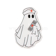 Halloween Theme Opaque Printed Acrylic Pendants, Ghost, 38.5x25.5x1.8mm, Hole: 2.2mm(SACR-S034-07B)