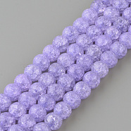 Synthetic Crackle Quartz Beads Strands, Round, Dyed, Lilac, 10mm, Hole: 1mm, about 40pcs/strand, 15.7 inch(X-GLAA-S134-10mm-15)