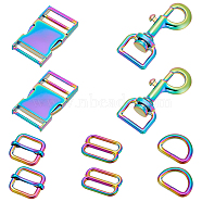 WADORN DIY Jewelry Making Finding Kit, Including Zinc Alloy Swivel Clasps & Buckles & Side Release Buckles, Iron D Rings, Buckle Clasps, Rainbow Color, 20.5~67x27~32.5x3.5~11.5mm, 10Pcs/box(DIY-WR0003-52)