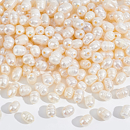 Nbeads 200Pcs Large Hole Pearl Beads, Natural Cultured Freshwater Pearl Loose Beads, Oval, Seashell Color, 7~10x7~8mm, Hole: 1.8mm(PEAR-NB0002-37)