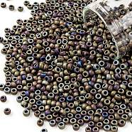 TOHO Round Seed Beads, Japanese Seed Beads, (614) Matte Color Iris Brown, 8/0, 3mm, Hole: 1mm, about 1110pcs/50g(SEED-XTR08-0614)